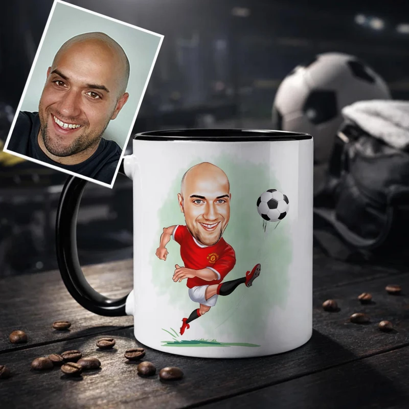 Hrnček s karikatúrou futbalilsty
