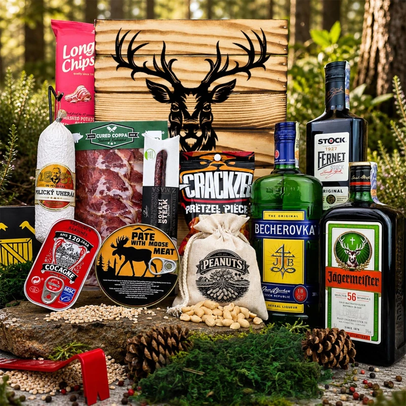 ✔️ Fernet stock darčekové balenie pre mužov v darčekovej debne s páčidlom