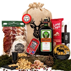 Darčekové balenie Jagermeister v darčekovom koši pre mužov