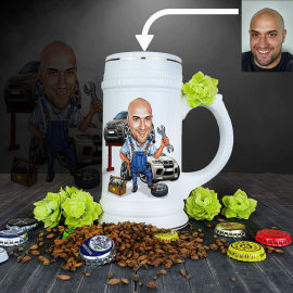 Krýgel s karikatúrou automechanika