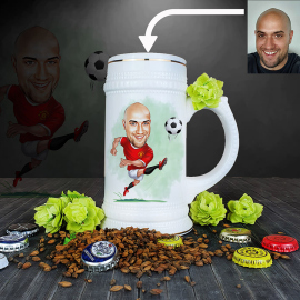 Krýgel s karikatúrou futbalilsty