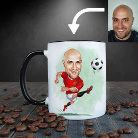 Hrnček s karikatúrou futbalilsty