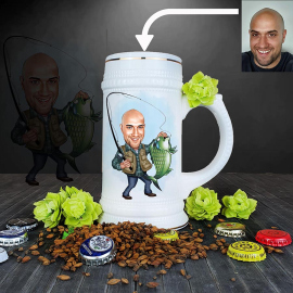 Krýgel s karikatúrou rybára