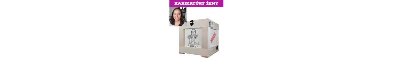 Damske debny s jedlom a karikatúrou na viku debny